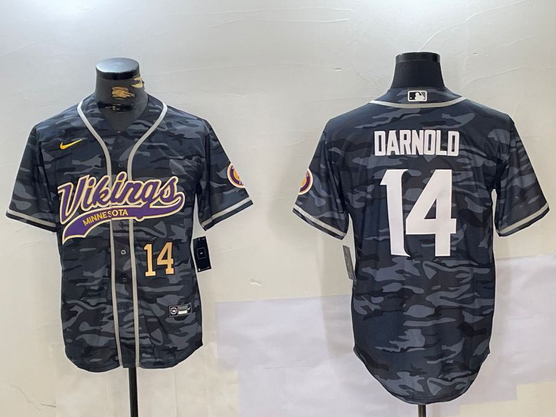 Men Minnesota Vikings #14 Darnold Camo Joint Name 2024 Nike Limited NFL Jersey style 2